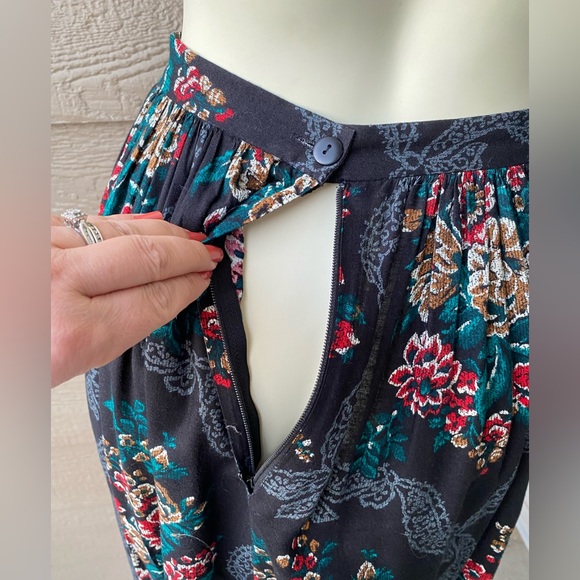 Leslie Lucks vintage floral print gathered maxi skirt, high waist skirt, size 4 - Picture 5 of 12
